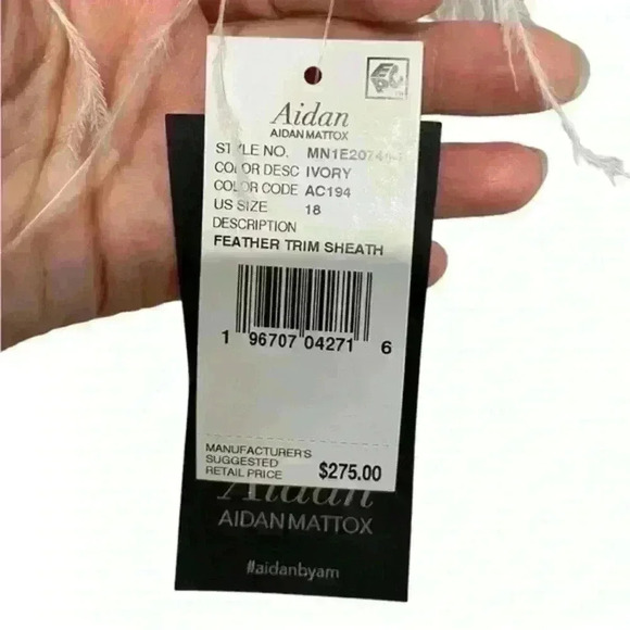 NWT Aidan by Aidan‎ Mattox Stretch Crepe Mini Dress Feather Trim Sheath 18 - Picture 6 of 16